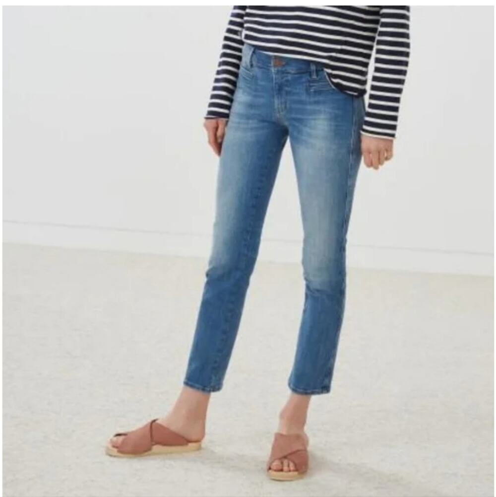 MIH JEANS Paris Mid Rise Cropped Straight Slim Jeans Casual Minimalist Chic